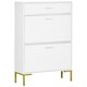 image 1 of HOMCOM Shoe Storage Cupboard with 2 Flip Doors and Sliding out Drawer, White