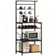 image 1 of HOMCOM Freestanding Shelving Unit with 6 Hooks and Wine Rack