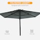 image 5 of Outsunny Wall-Mounted Parasol Patio Umbrella with Hand to Push System Grey