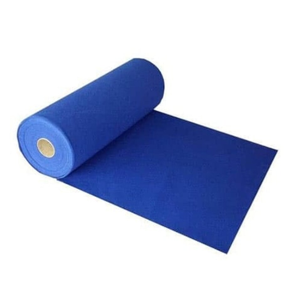image 1 of 1 Metre Exhibition Quality Ribbed Heavy Duty Blue Carpet Runner 1 Metre Wide