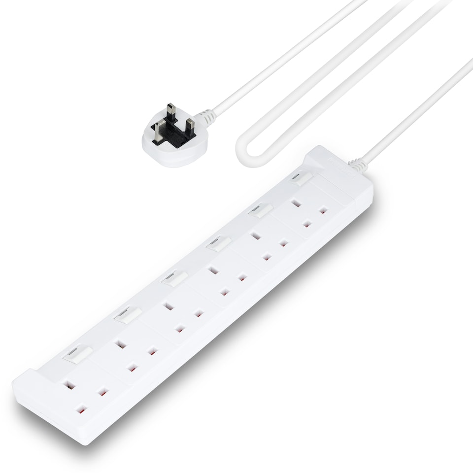 image 1 of GEEPAS 6 Gang Extension Lead With Switches, 5m Cable