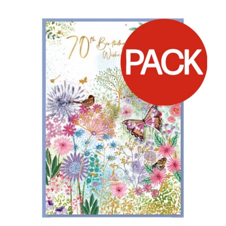 image 1 of Simon Elvin Isabal Garden Butterflies 70th Greetings Card (Pack of 6) - Multicoloured - One Size