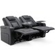 image 3 of Broadway 2 Seater Cinema Electric Recliner Chair USB LED Base w Tray (Black w White stitching)