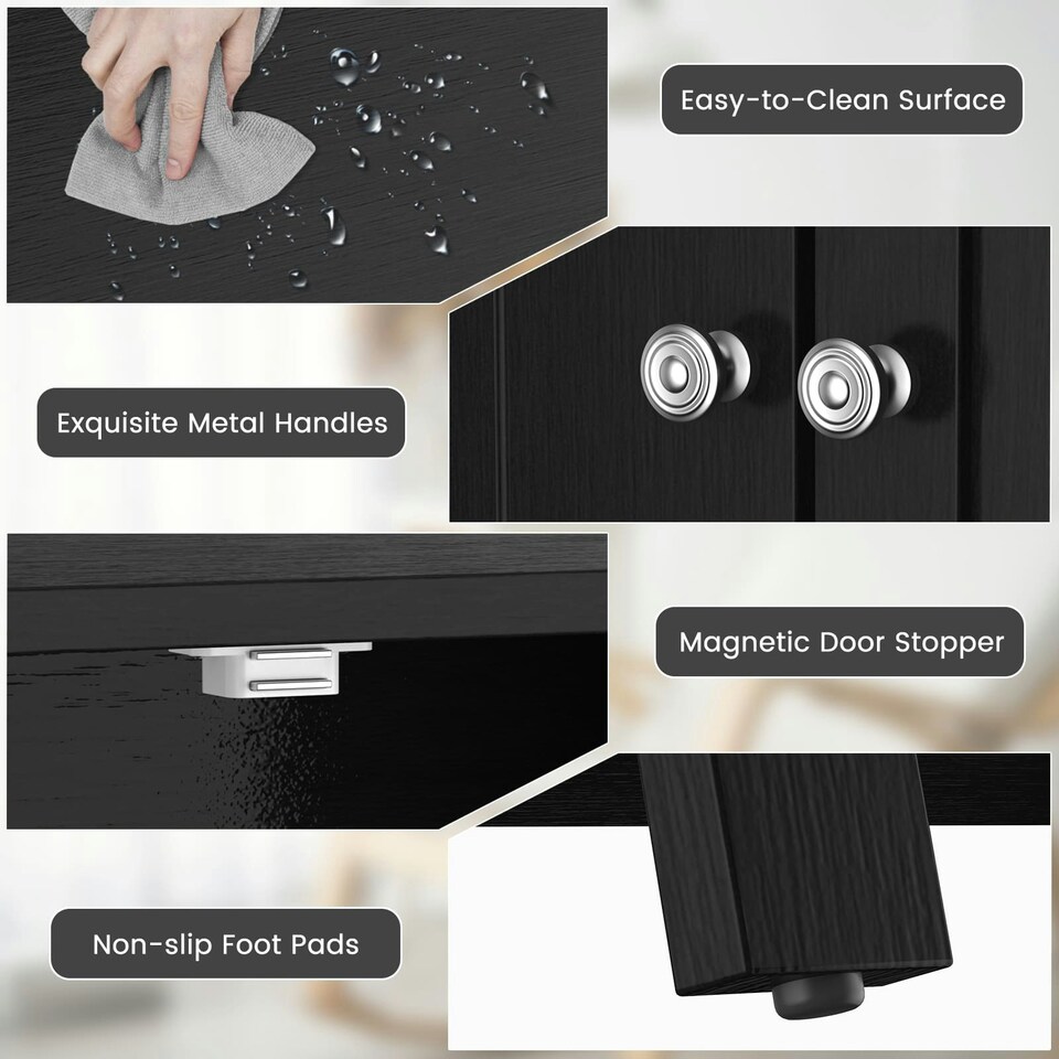 image 1 of COSTWAY Bathroom Floor Storage Cabinet Storage Organizer Black Black