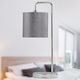 image 7 of Set of 2 Chrome Arched Table Lamps with Grey Glitter Shades | Chrome | Grey | Large | 2