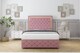image 2 of Sloomy Sofia Gold Pink Plush Divan Bed Base 2 Drawers Left Side With 26 Inch Strutted Headboard & 12 Inch Matching Footboard | Pink | Pink | Small Single | 1