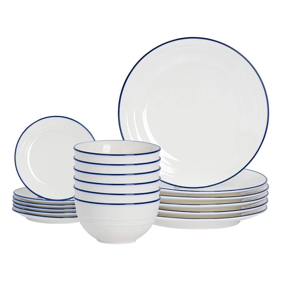 image 1 of Nicola Spring 18pc Farmhouse Porcelain Dinner Set - White