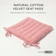 image 2 of Homescapes Set of 4 Seat Pad Cushion Luxury Cotton Velvet Indoor Outdoor Garden, 40 x 40cm Pink