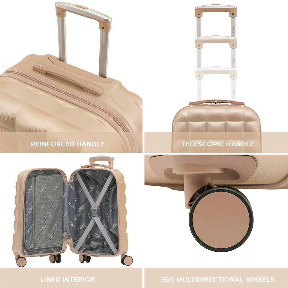 image 1 of Flight Knight Bubble Suitcase Ryanair easyJet Jet2 Approved 8 Wheel Hardcase Suitcases Cabin or Medium & Large Check-in Sizes | Cream | Champagne | Medium