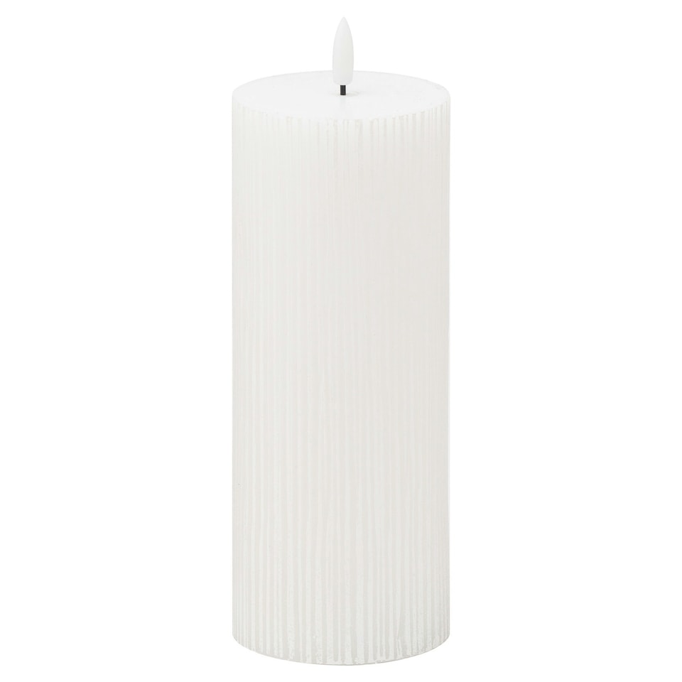 image 1 of Hill Interiors Luxe Collection Ribbed Natural Glow Electric Candle - White - 23cm x 9cm x 9cm White
