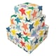 image 2 of Multipack of 6 Sheets of Wrapping Paper & 6 Tags | Birthdays | For Him/Her | Retro Stars Design White