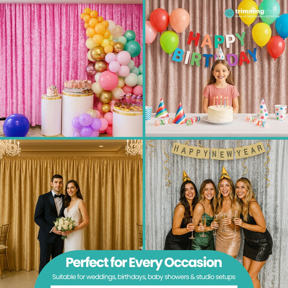 image 1 of 3x3m Crushed Velvet Backdrop, 8cm Rod Pocket Photography Background