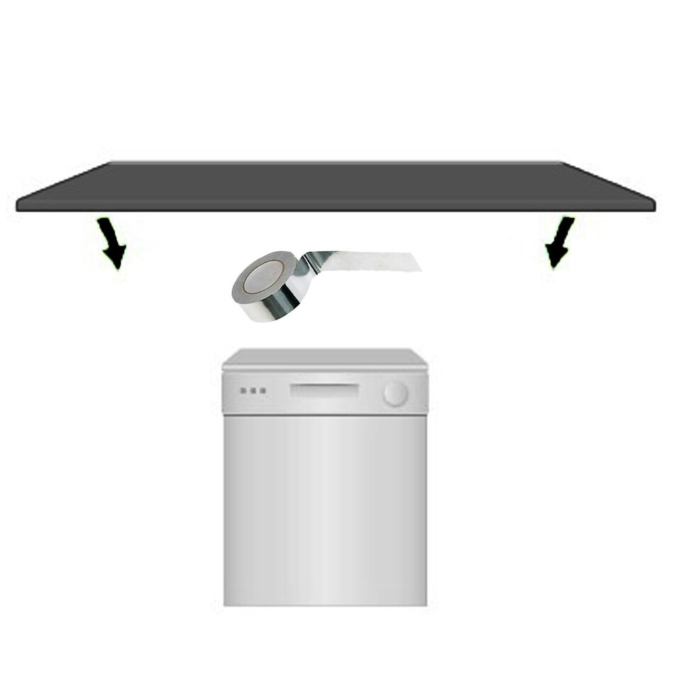 image 1 of SPARES2GO Universal Dishwasher Aluminium Foil Anti Condensation Worktop Tape (50mm x 45m)