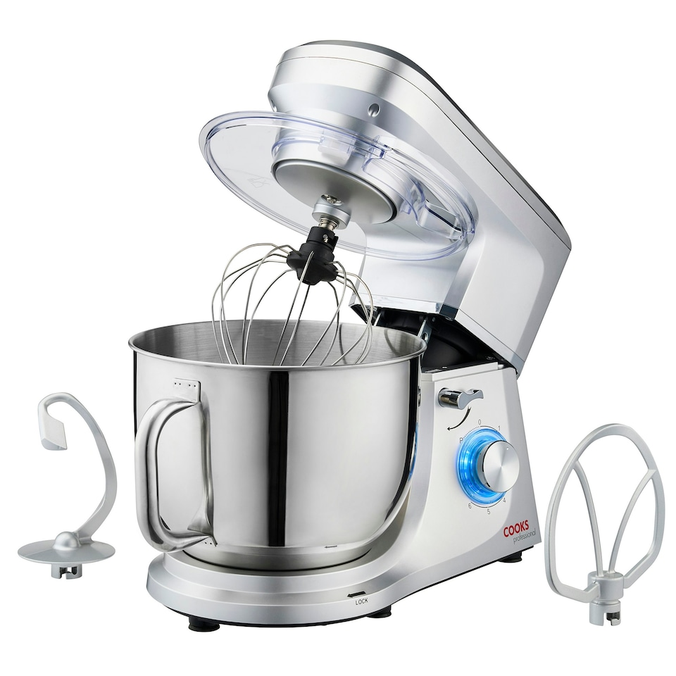 image 1 of Cooks Professional Stand Mixer | 1200W | 7 Litre Mixing Bowl | 8 Speed Settings | Silver Silver