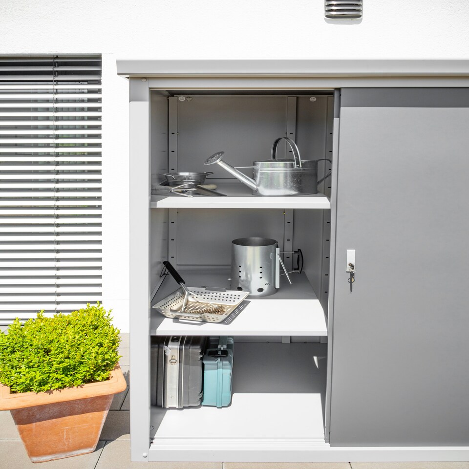 image 1 of Daiken Guardian D43 Compact Metal Garden Shed (4x3ft) Grey