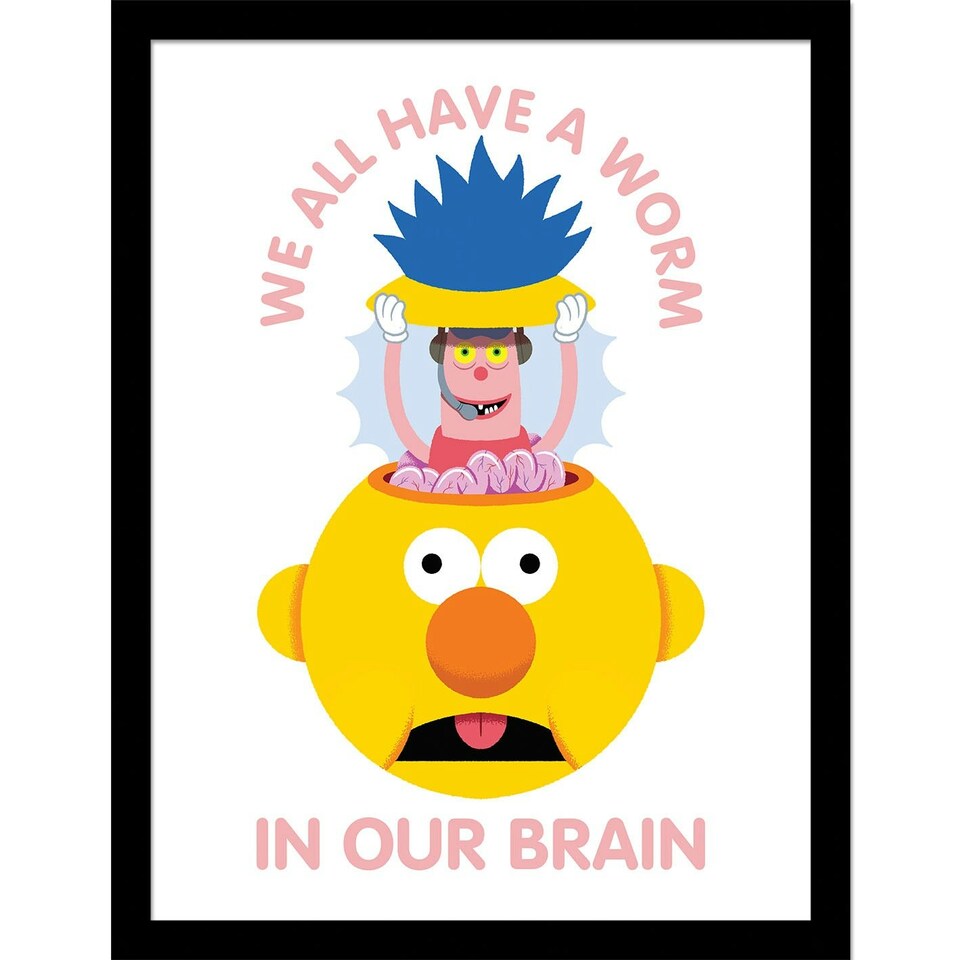 image 1 of Don't Hug Me I'm Scared (Worm In Our Brain) Framed 30x40cm Print