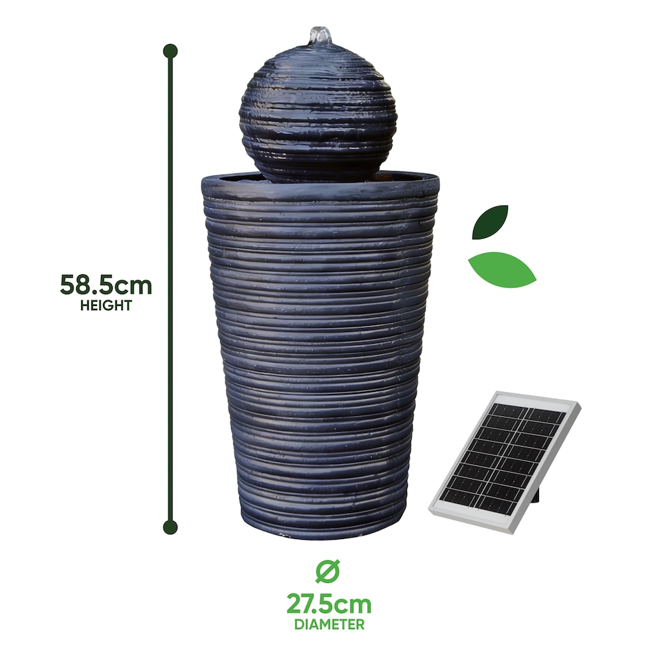 image 1 of Gardenwize Solar Ball & Plinth Water Fountain Feature