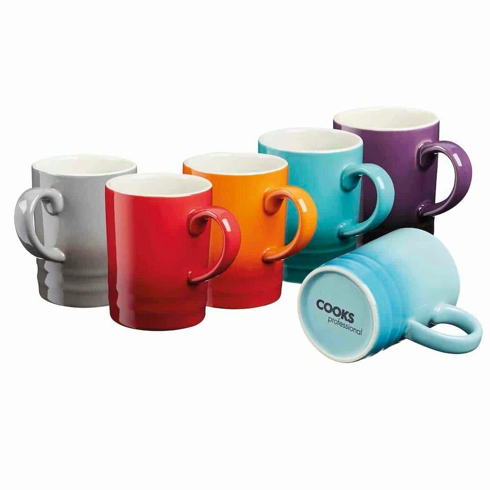 image 1 of Cooks Professional 6 Piece Mug Set | Made From Durable Stoneware | 350ml | Multi-Colour