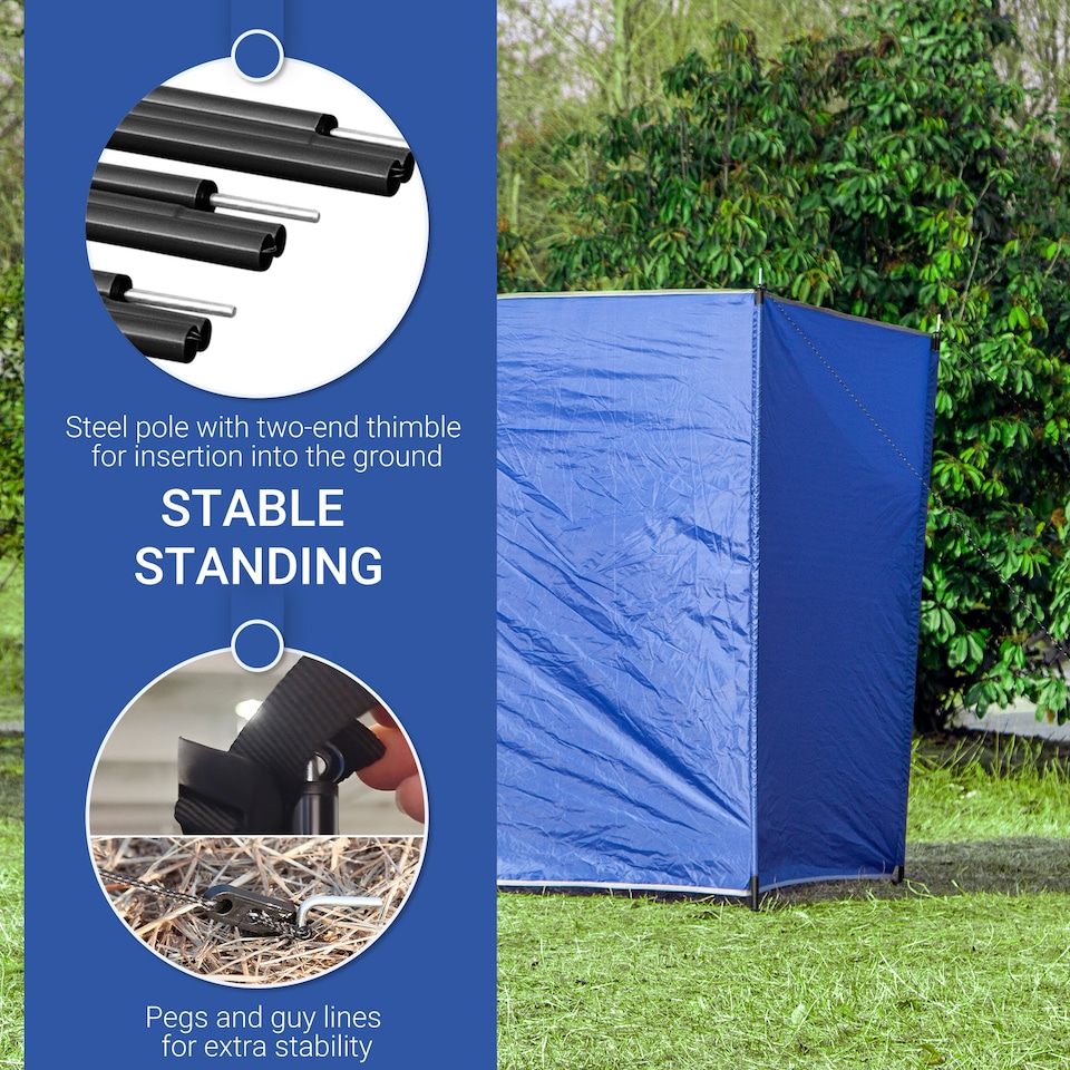 image 1 of Outsunny Camping Windbreak Portable Wind Blocker Privacy Wall, 4.5m x 1.5m | Blue