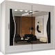 image 1 of Modern Sliding Wardrobe 203cm with Wavy Mirror Design | White, Black, Grey, Oak Finish White | White203cm