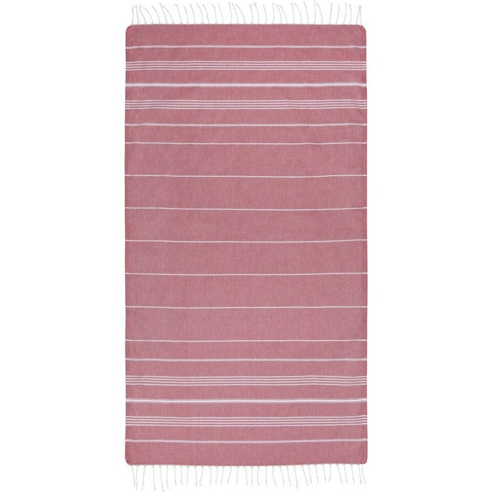 image 1 of Anna Hammam Striped Cotton Beach Towel - Red - One Size