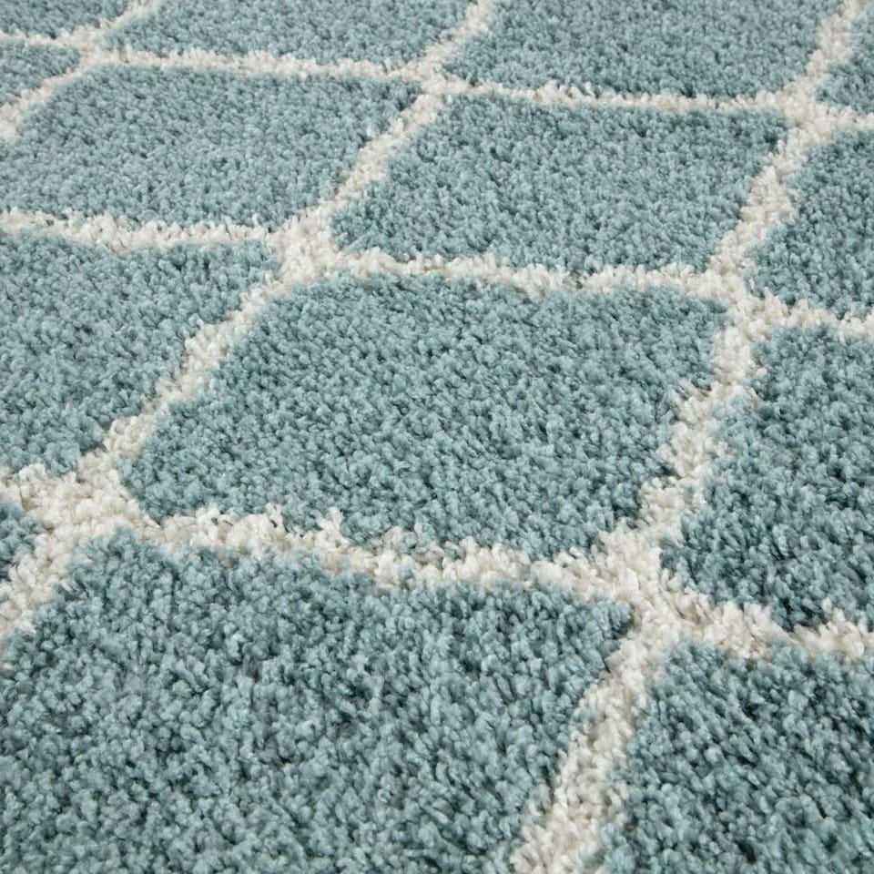 image 1 of The Rugs Moroccan Collection Soft High Pile Shaggy Lattice Floor Rugs and Runners Living Room