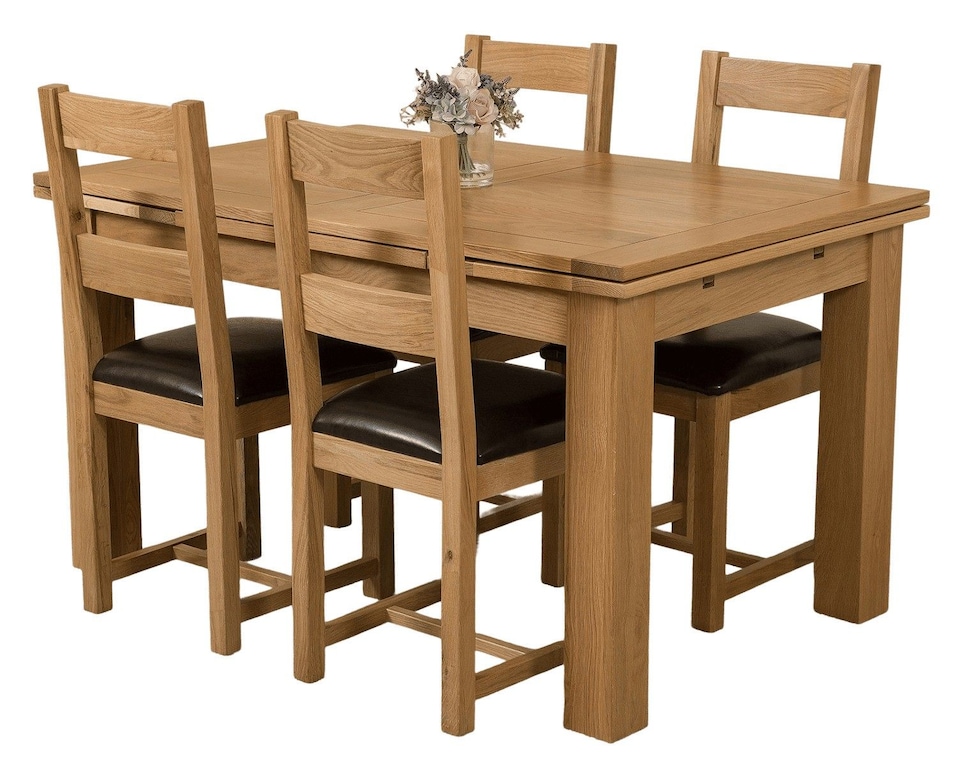 image 1 of Richmond 140-220cm Oak Extending Dining Table and 4 Lincoln Chairs | Brown | Brown
