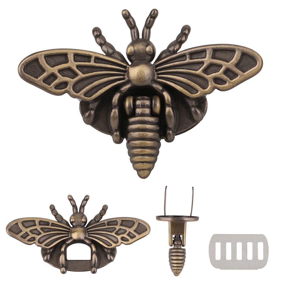 image 1 of Bee Twist Turn Lock Clasp, Decorative Closure For Leathercraft Projects