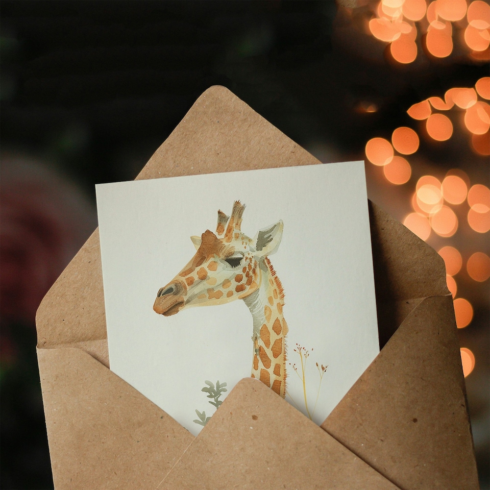 image 1 of Soft Watercolour Head Jungle Girl Boy Kids Daughter Son Birthday Card