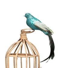 Large Decorative Blue Paradise Bird With Clip - 35cm
