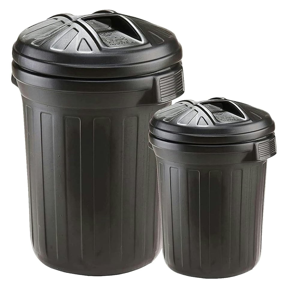 image 1 of 1 x 80 Litre Shatterproof Refuse Bin With Lid Ideal For Indoor & Outdoor Use Black