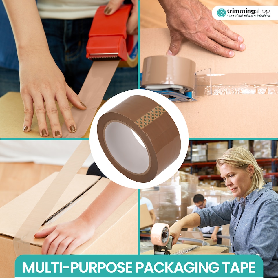 image 1 of 48mm x 66m Brown BOPP Packing Tape, Heavy-Duty Adhesive Tape - 6pcs