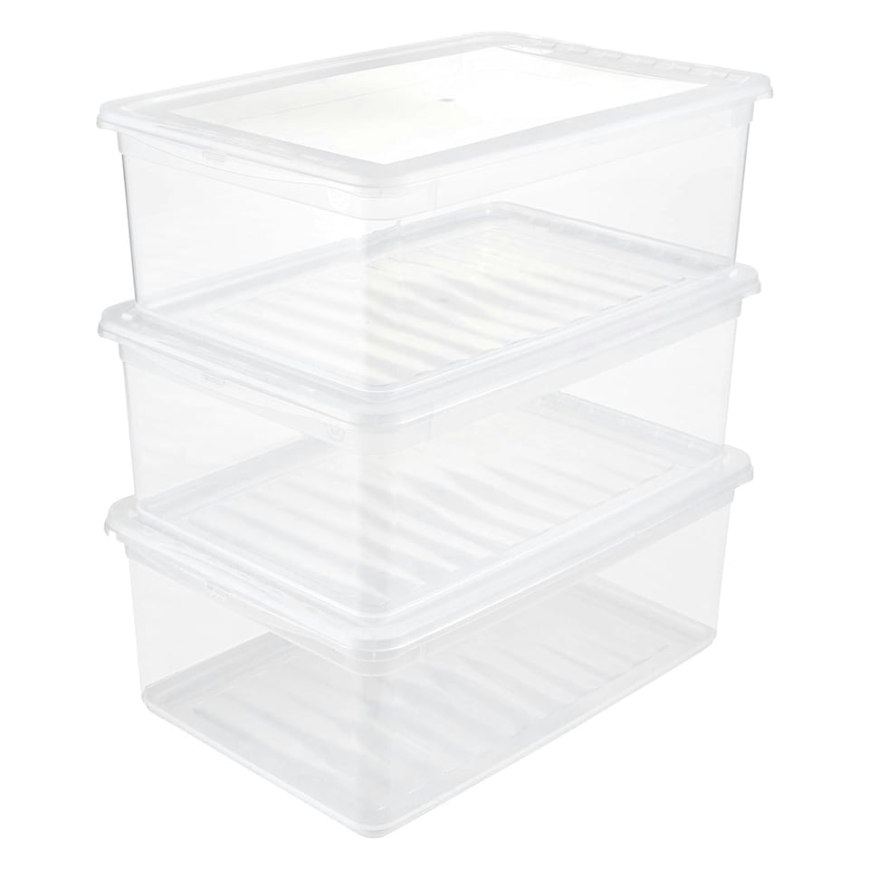 image 1 of Keeeper Set of 3 Clearboxes with Air Control System 11 Litre - Transparent