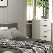 Core Products Augusta Industrial White 4 Drawer Narrow Chest of Drawers H90.3cm x W45.0cm x D39.5cm White