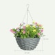 image 5 of HOMCOM Set of 2 Artificial Cosmos Flowers, Hanging Planters with Basket, PE Leaves, 75 Flowers, Decorative Fake Hanging Plants for Indoor Outdoor Decor