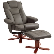 HOMCOM Reclining Armchair with Footstool and Adjustable Backrest, Brown