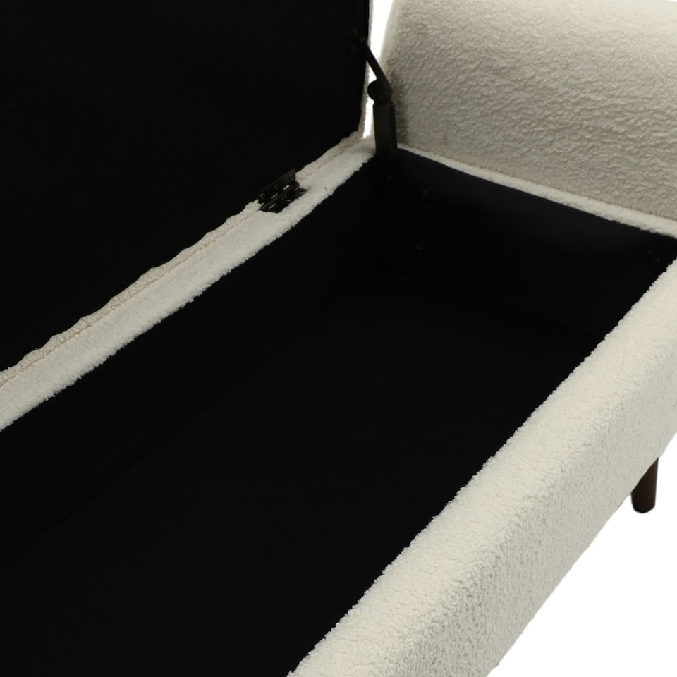 image 1 of Living and Home Teddy Fur Upholstered Storage Bench - Beige | White