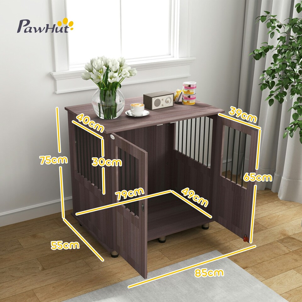 image 1 of PawHut Dog Crate Kennel Cage for Small Medium Dog, Indoor End Table, Purple