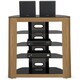 image 2 of Centurion Supports Zinnia Black with Oak Fascia 5-Shelf Flat Screen TV, Hi-Fi, AV Rack, Media Stand, Entertainment Unit Brown | Black