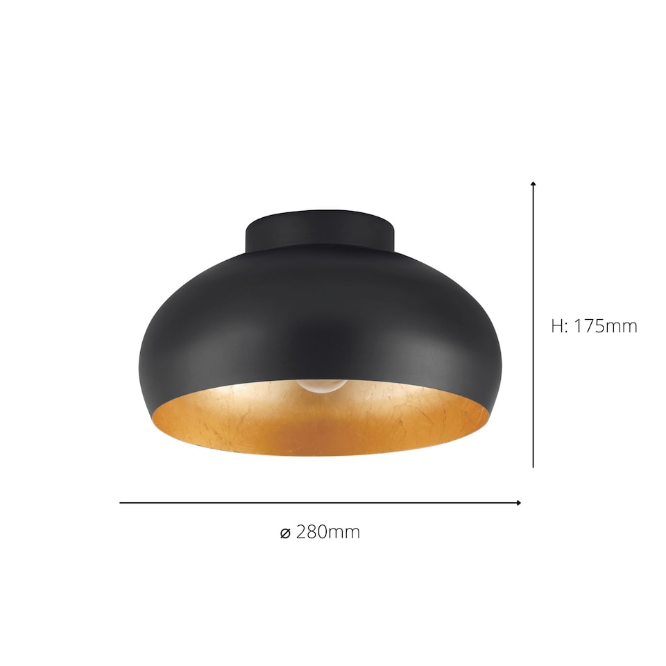 image 1 of EGLO Mogano 2 Ø280 Black/Gold Ceiling Light