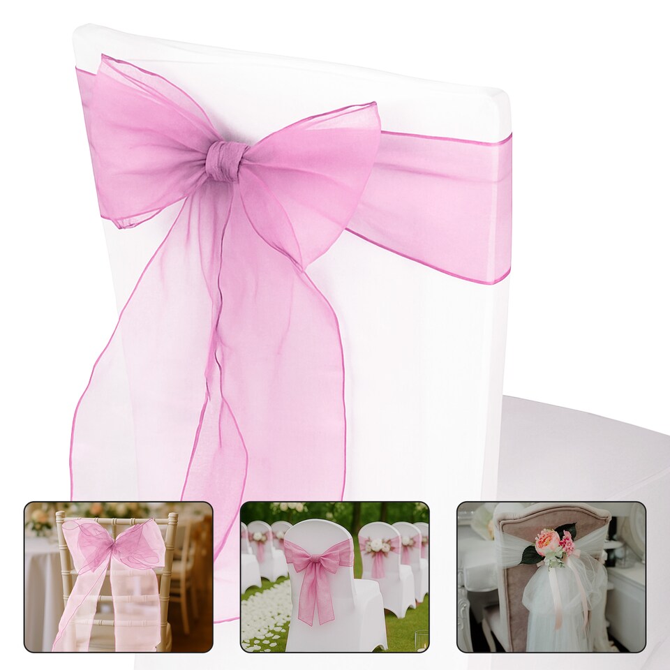 image 1 of 17 x 280cm Organza Chair Sashes, Sheer Sash Ties - 1pc