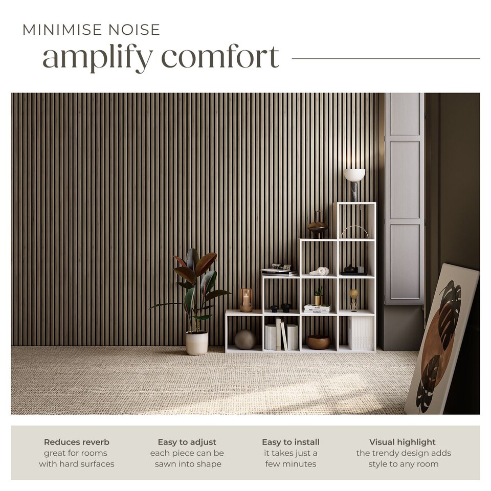 image 1 of Acoustic Wall Panels with Wood Veneer Slats, Thick Felt and Easy to Install | Brown | Dark oak | 120 x 60 x 120 cm | 2