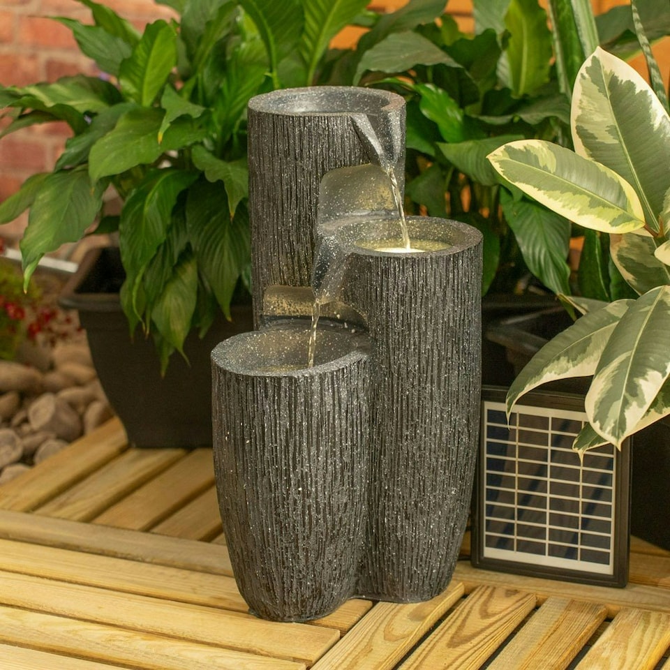 image 1 of ValueLights Logs Outdoor Solar Decorative Water Fountain