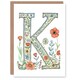 image 1 of Letter K Watercolour Wildflowers Delicate Her Birthday Card