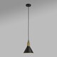 image 3 of ValueLights Contemporary Matt Black And Brushed Brass Funnel Ceiling Pendant Light Fitting