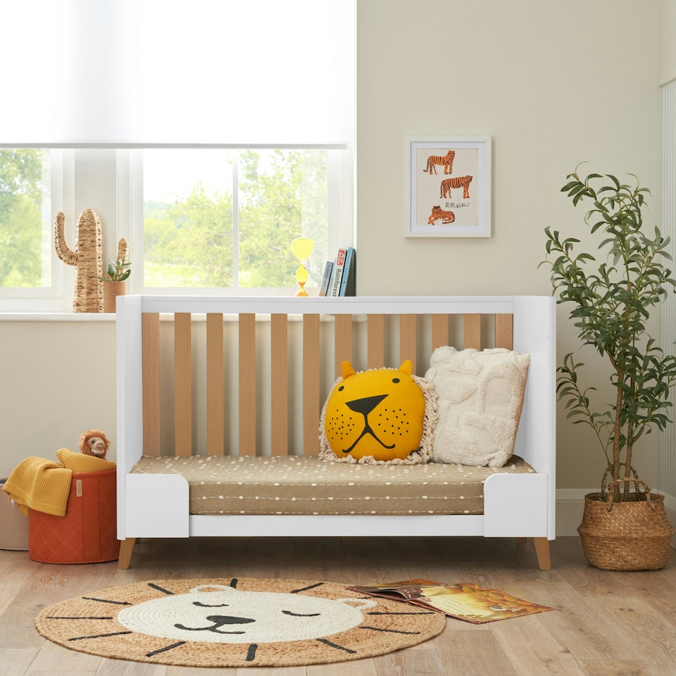 image 1 of Tutti Bambini Fika Mini Cot Bed - White/Light Oak