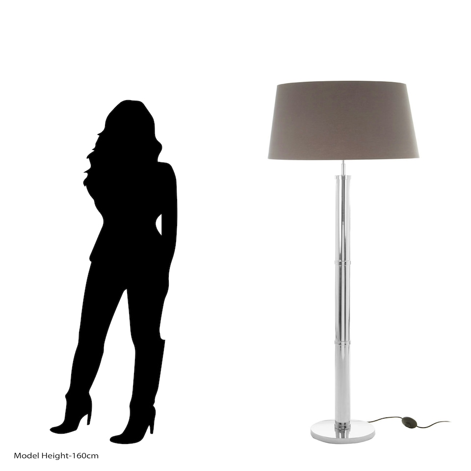 image 1 of Interiors by Premier Tall Floor Lamp with Tubular Base Silver