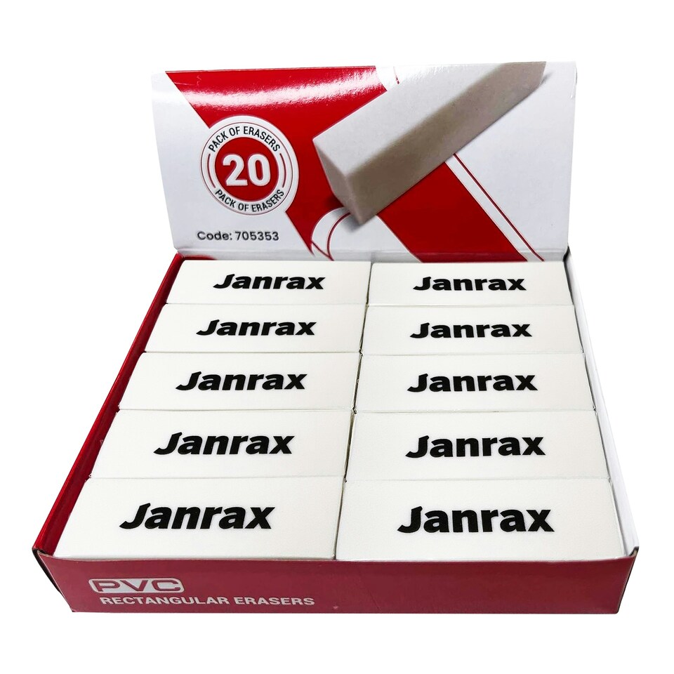 image 1 of Pack of 20 PVC Rectangular Erasers