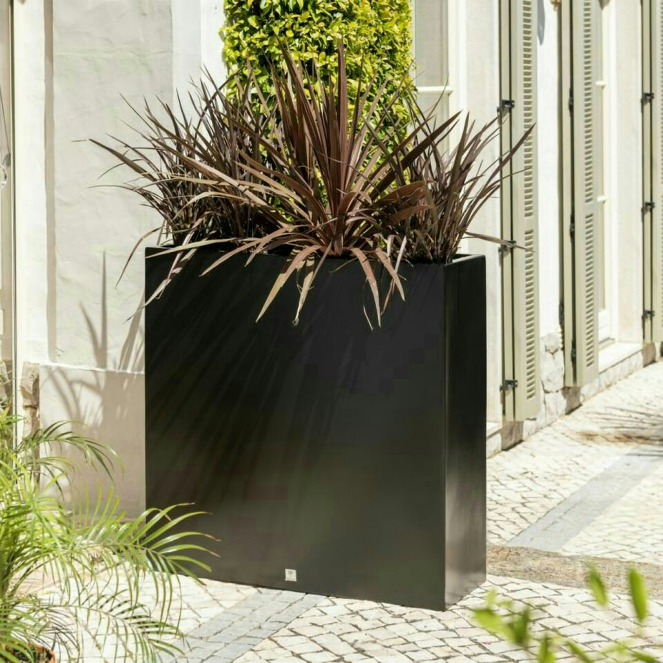 image 1 of Primrose Fibreglass Tall Trough Planter in Matt Black 90cm