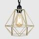 image 1 of ValueLights Huber Satin Black Wall/Ceiling Light Fitting with Gold Metal Cage Shade and 4w LED Bulb In Warm White